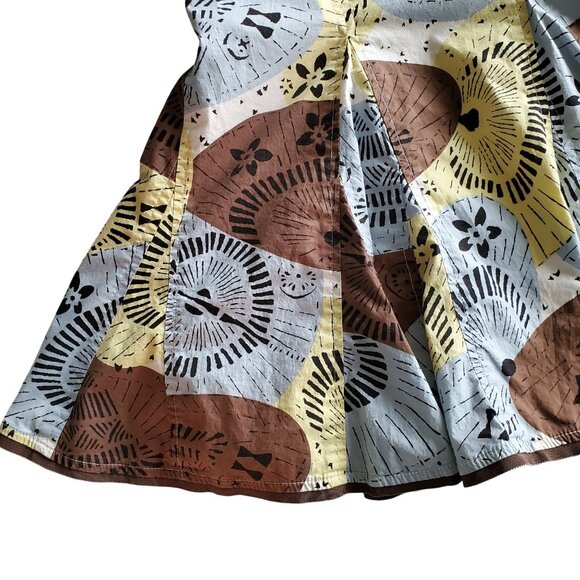 BCBG MaxAzria VTG Y2K 1990s Flared Skirt Floral Cotton Blue Brown Yellow Boho 4 - Picture 6 of 14